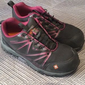 Merrell size 7.5 black and purple ankle hiking shoes for women